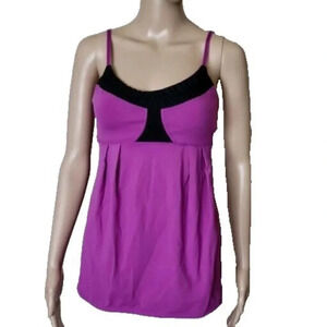 Lululemon Yogi Dance Tank Top Purple Black Ruched Size 6